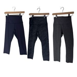 Lululemon Leggings Bundle of 3 4/6 | Print + Solid High Rise Yoga Pants Active